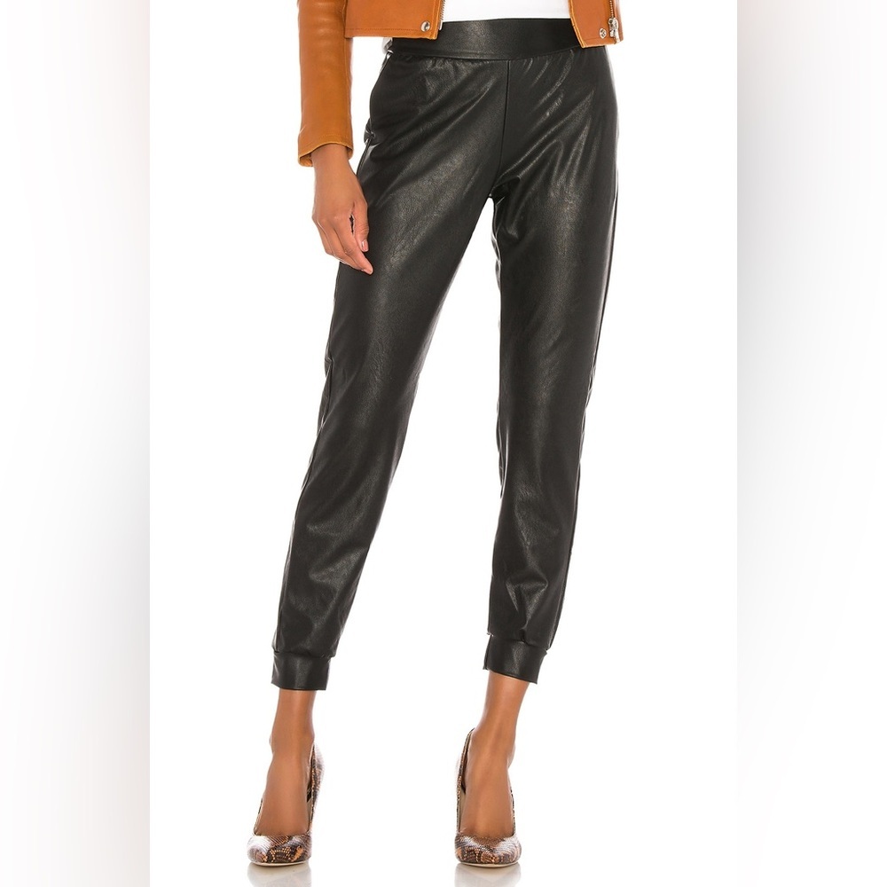 Revolve Commando Women's Black Faux Leather Joggers